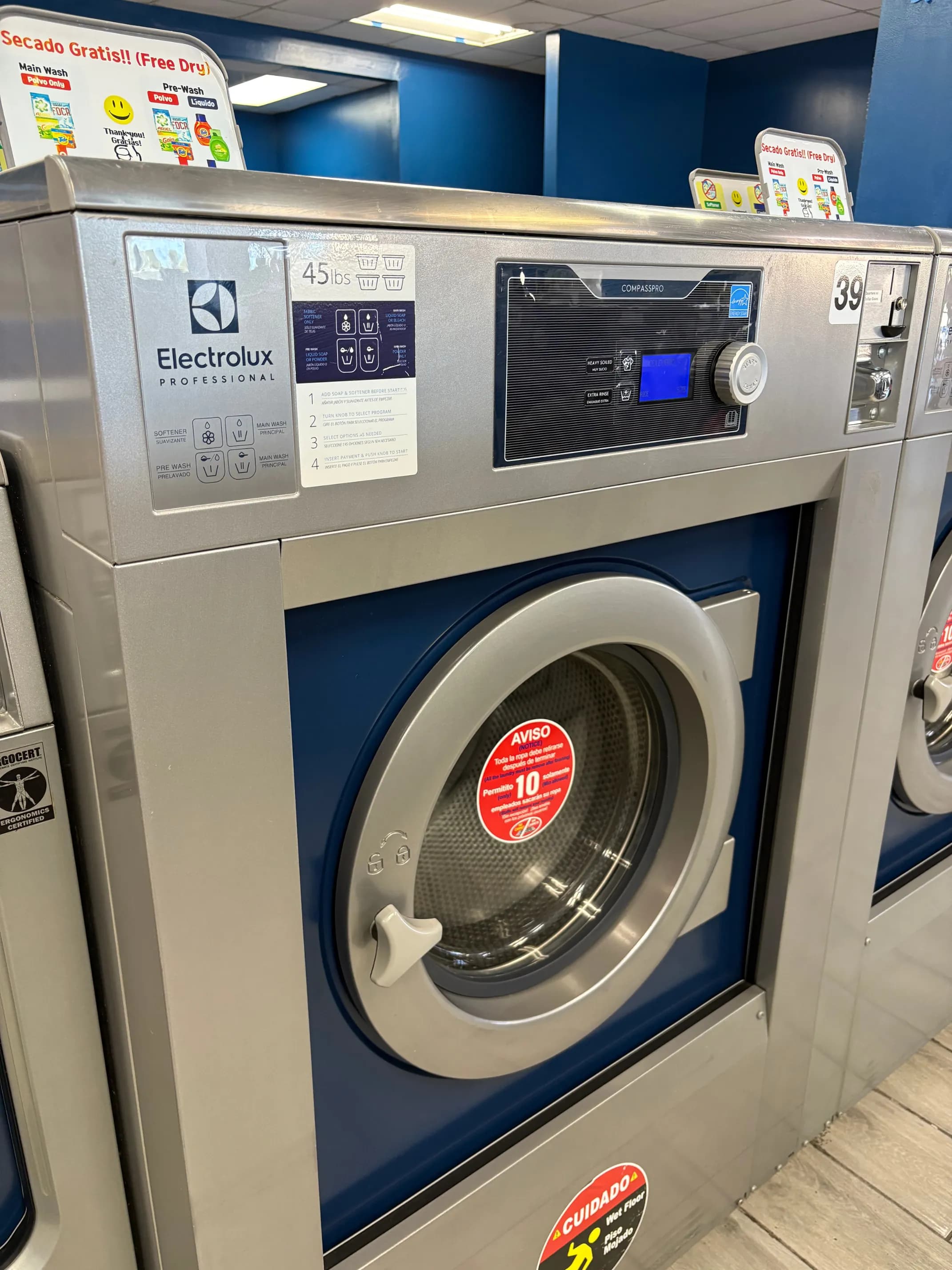 Large-capacity washer inside the washateria